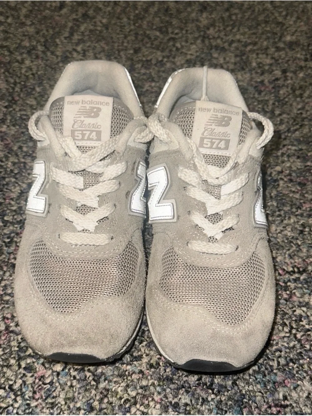 New Balance Kids 574 Classic Sneakers in Gray and White
